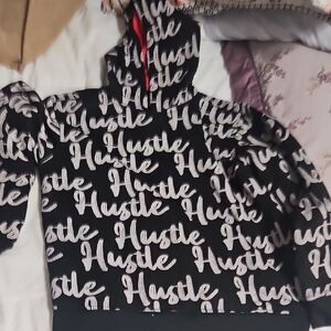 Kids Black and White Hustle Hoodie